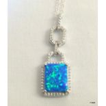 A Silver CZ and Opalite Pendant Necklace.