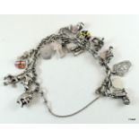 Silver Charm Bracelet With 12 Charms