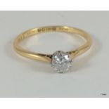 18Ct Gold Diamond Solitaire Ring Approx 0.5Ct Size Q