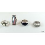 4 Silver Mixed Stone Rings