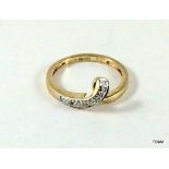 9Ct Gold Ladies Diamond Snake Shape Ring Size L