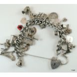 Silver Charm Bracelet With 30 Charms