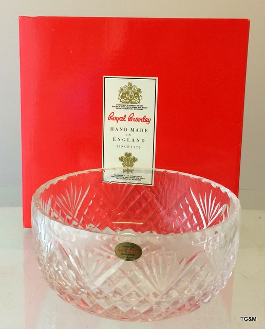 A Royal Brierly Cut Glass Crystal Bowl 26cm x 10cm