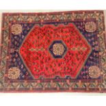 A Iranian Carpet Blue/Red/Cream 189 x 147 cm