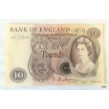 £10 note 1964 Chief cashier J Q Hollom A01 379709 (1st series, 1st issue, 1st run) Designed by