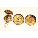 A WW1 Swiss made pocket watch compass with a German made pocket compass 6cms diameter