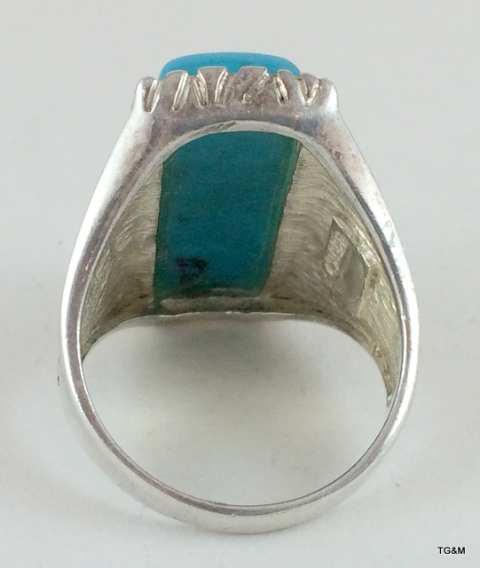 Silver turquoise ring size R 10gm - Image 4 of 5