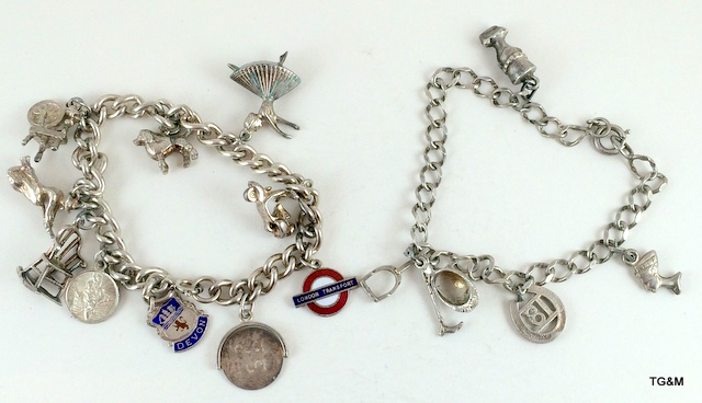 2 Charm bracelets and 12 charms 47gm