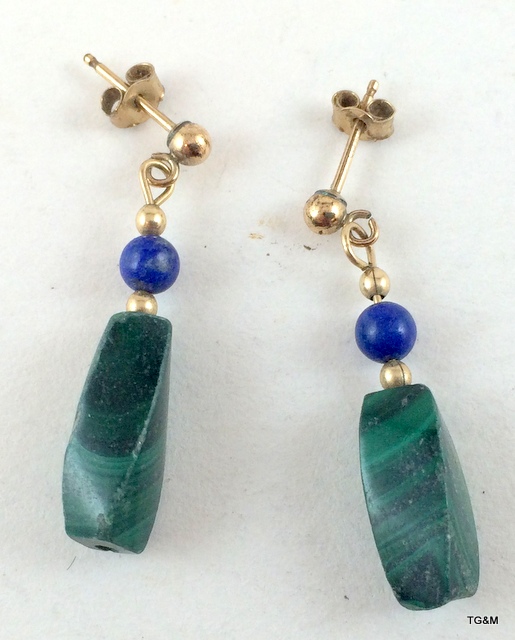 9ct Gold and jade ladies earrings