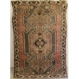 An antique room size Kashan carpet cream and light blue Botte design