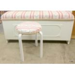 A painted blanket box and stool 55 x 120 x 40cm