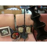 A collection of miscellaneous items to include wall shelf, candle holders, picture and picture