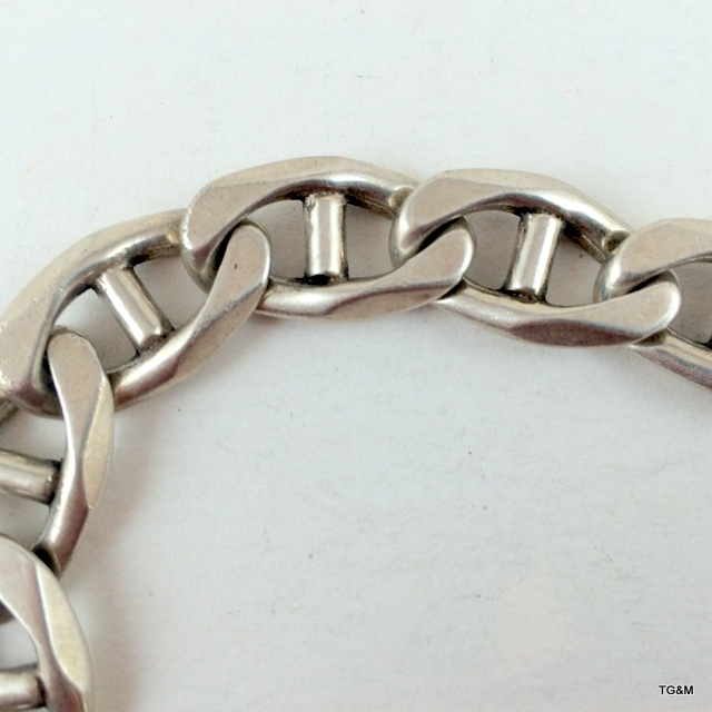 Silver mans flat link bracelet 76gm - Image 3 of 5