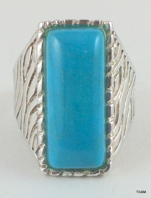 Silver turquoise ring size R 10gm