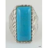 Silver turquoise ring size R 10gm