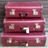 3 x vintage matching suitcases that fit one inside the other