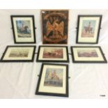 6 x Framed Military Pictures of British Cavalry 1800's Era With a Raised Brass Plaque of the Royal