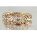 9ct Gold ladies diamond 5 stone ring size N
