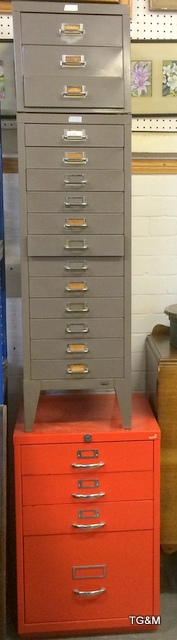 3 x separate metal engineer filing cabinet of various sizes - Image 2 of 8