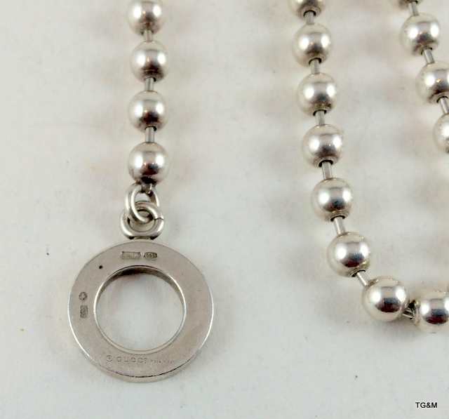 Genuine Silver Gucci ball necklace - Image 3 of 5