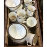 A collection of Wedgwood china Perfection W4639 together with an old wooden wine crate