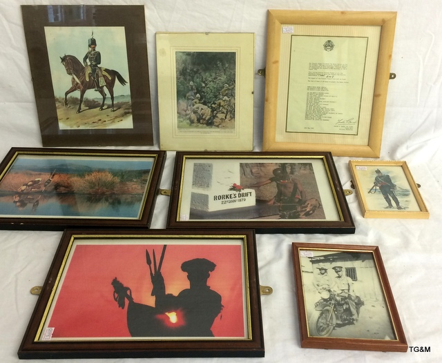 8 x Framed Military Pictures of Various British Regiments.
