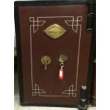 A Dudley safe and key 62 x 40 x 44cm