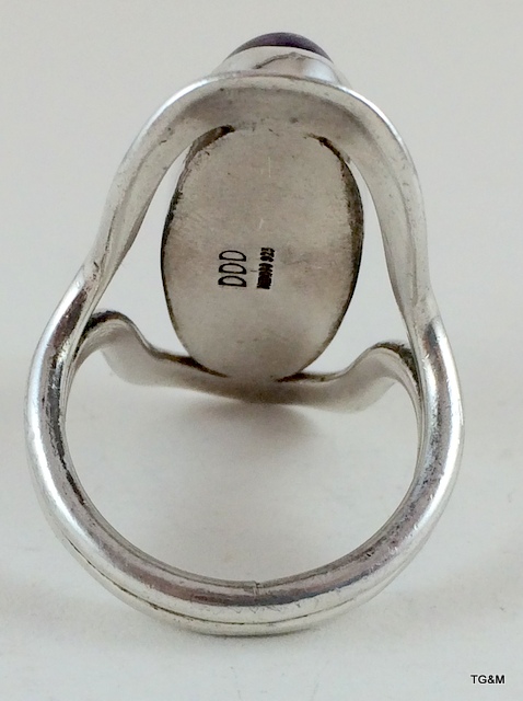 Silver quarts set ring size S 13gm - Image 5 of 5