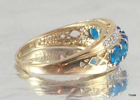 9ct Gold ladies diamond band ring size P - Image 4 of 6