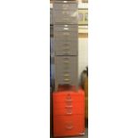 3 x separate metal engineer filing cabinet of various sizes