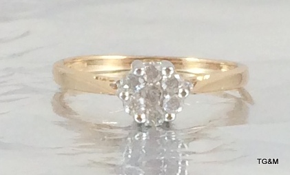 9ct Gold ladies diamond hallmarked 0.25ct ring size M