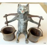 A cold painted bronze cat vesta