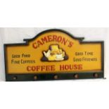 Cameron's Coffee House Wooden sign and cot hook. 80 x 40cm