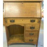 A small size oak Art Nouveau student bureau