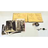 A selection of Boy Scouts and Girl Guides photographs with a whistle & badges and a 1950s