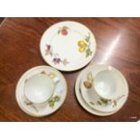 2 x Royal Worcester wild harvest trios and a cake plate