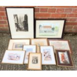 A collection of watercolours some signed