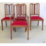 Set of 4 Victorian mahogany chairs With red drop seats 2 carvers 2 chairs 100cm high