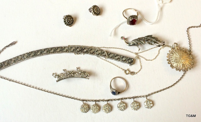 A quantity of silver and marcasite jewellery