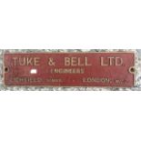 A Juke and Bell Ltd brass sign