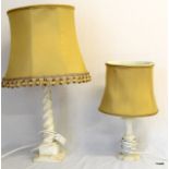 2 marble lamps with shades 65 and 43cm