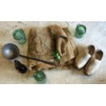 A Collection of French Country items to Include, Salt Sacks, a Pair of Clogs, Preserve Jars and