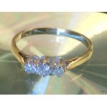 9ct gold ladies 3 stone diamond ring 0.25ct h/m size o