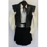 A black Highland Kilt size 34 waist with: 1 x Broadsword Highland Shirt XXL, 1 x Leather Waistcoat