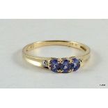 9ct gold ladies diamond shoulder and amethyst ring size p