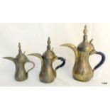 3 x Islamic Coffee Pots with makers Mark to base.