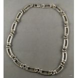 Silver open bar necklace 46cm long 57gm