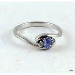 9ct white gold ladies amethyst and diamond shoulder ring size m