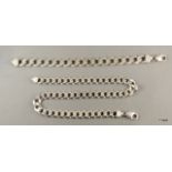 Silver heavy flat link necklace and bracelet 135gm