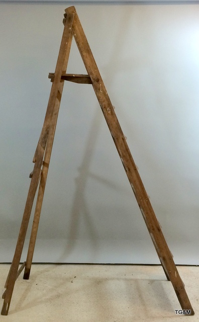 A vintage painters ladder with a pot step 190cm high